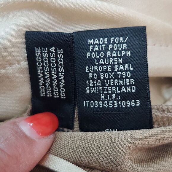 Ralph Lauren Trouser Pants Leather Belt Detail Cuff Hem Pocket Viscose Khaki 4 - Picture 12 of 13